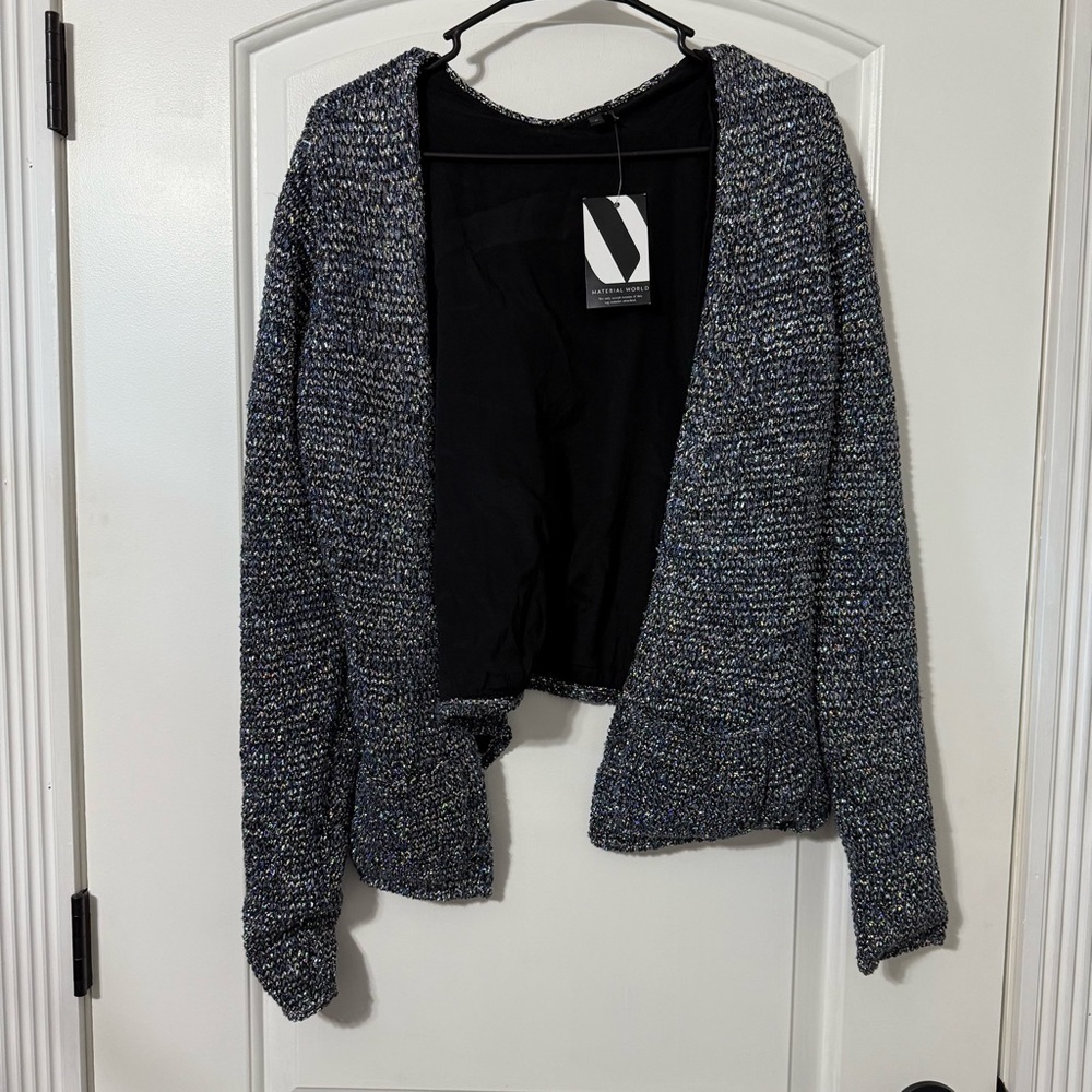 Theyskens Theory Shimmer Blazer Jacket Women’s Size Medium Tweed Shiny Disco
